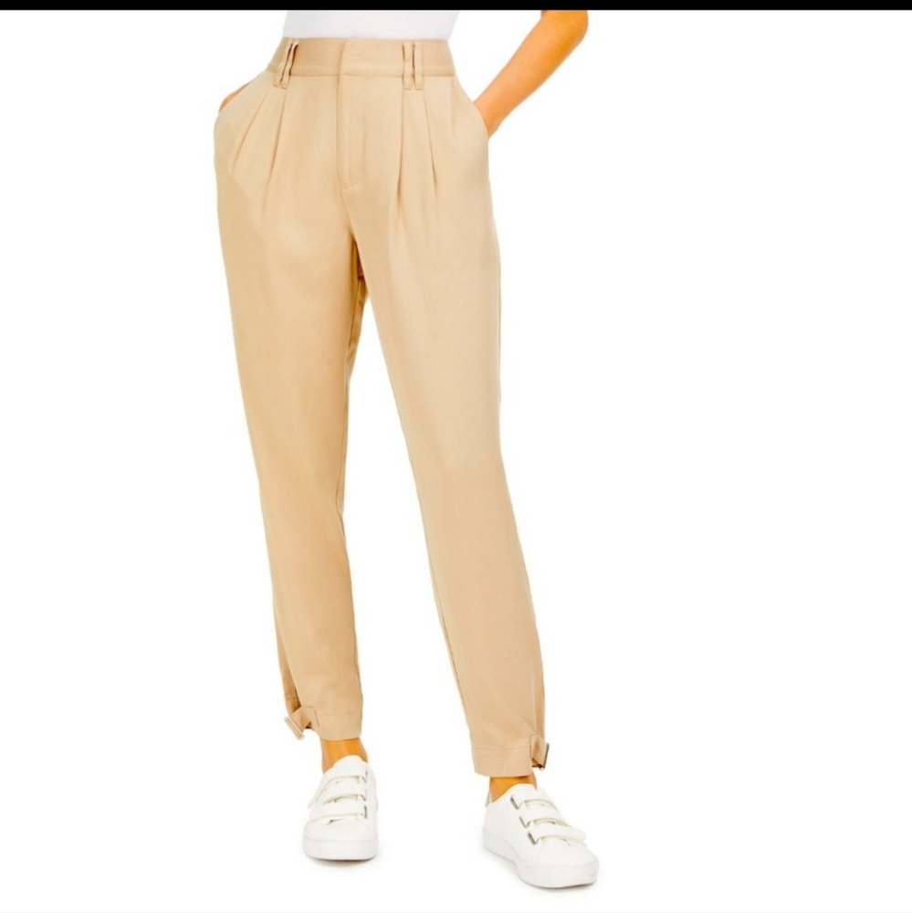 BAR III Womens Beige High Waisted Pleated Pocketed Utility Skinny Pants 6